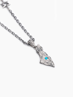 Masada Israel map Necklace Sterling Silver 925 with Turquoise