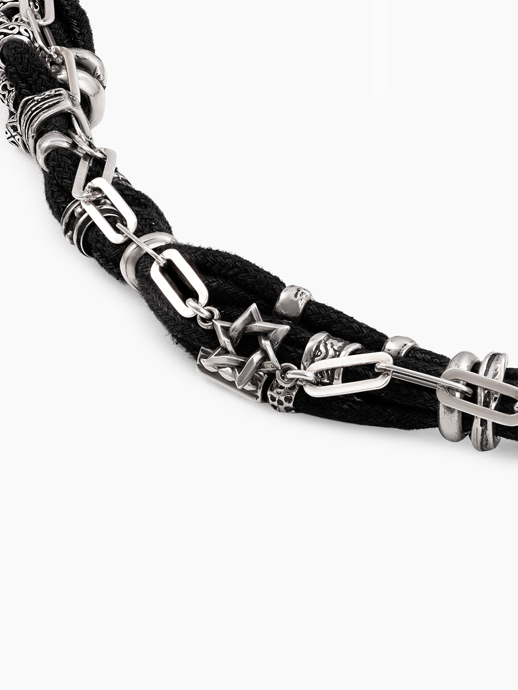 Men's Belt Chain – Silver & Braided Cord | Artisanal Western Style