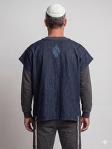 Modern Talit Katan Blue Denim | Israel Flag Embroidery – Kameart