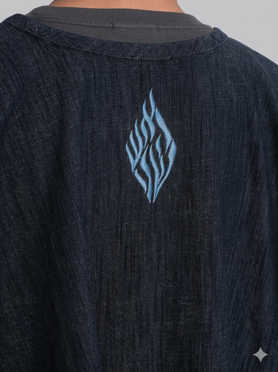 Modern Talit Katan Blue Denim | Israel Flag Embroidery – Kameart
