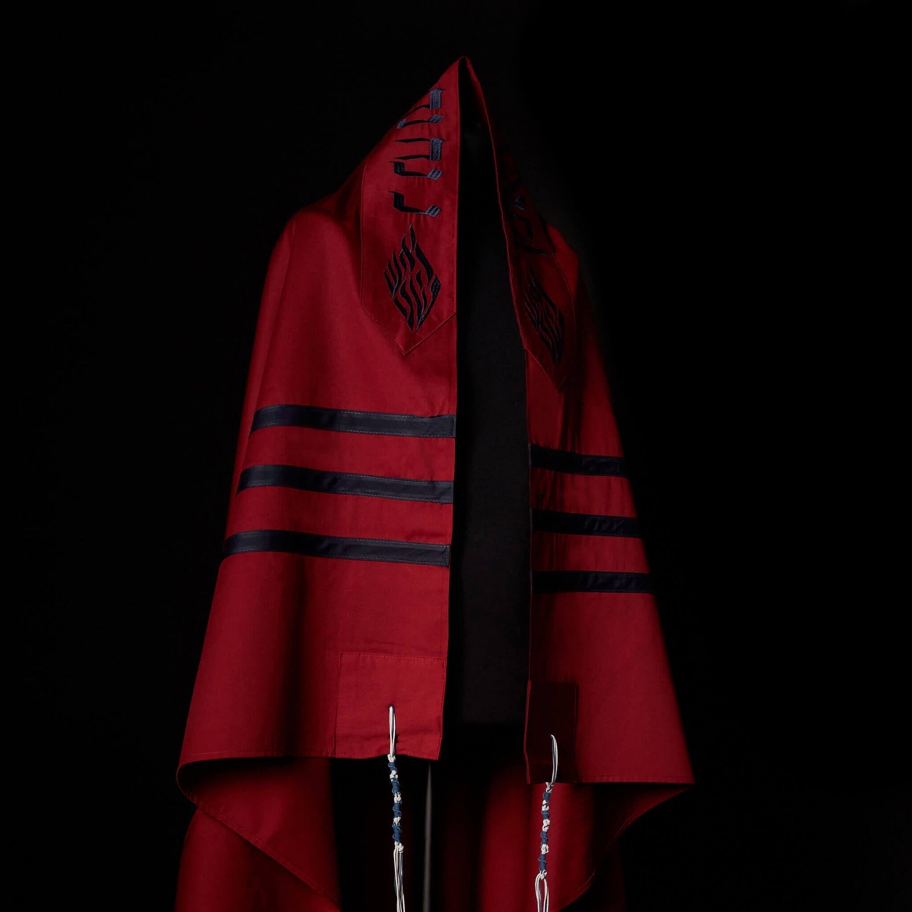 Nachman Tallit Bicolor Red Navy | Luxury Prayer Shawl