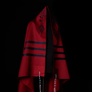 Nachman Tallit Bicolor Red Navy | Luxury Prayer Shawl
