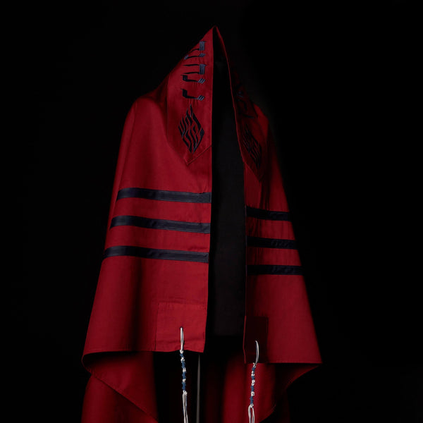 Nachman Tallit Bicolor Red Navy | Luxury Prayer Shawl