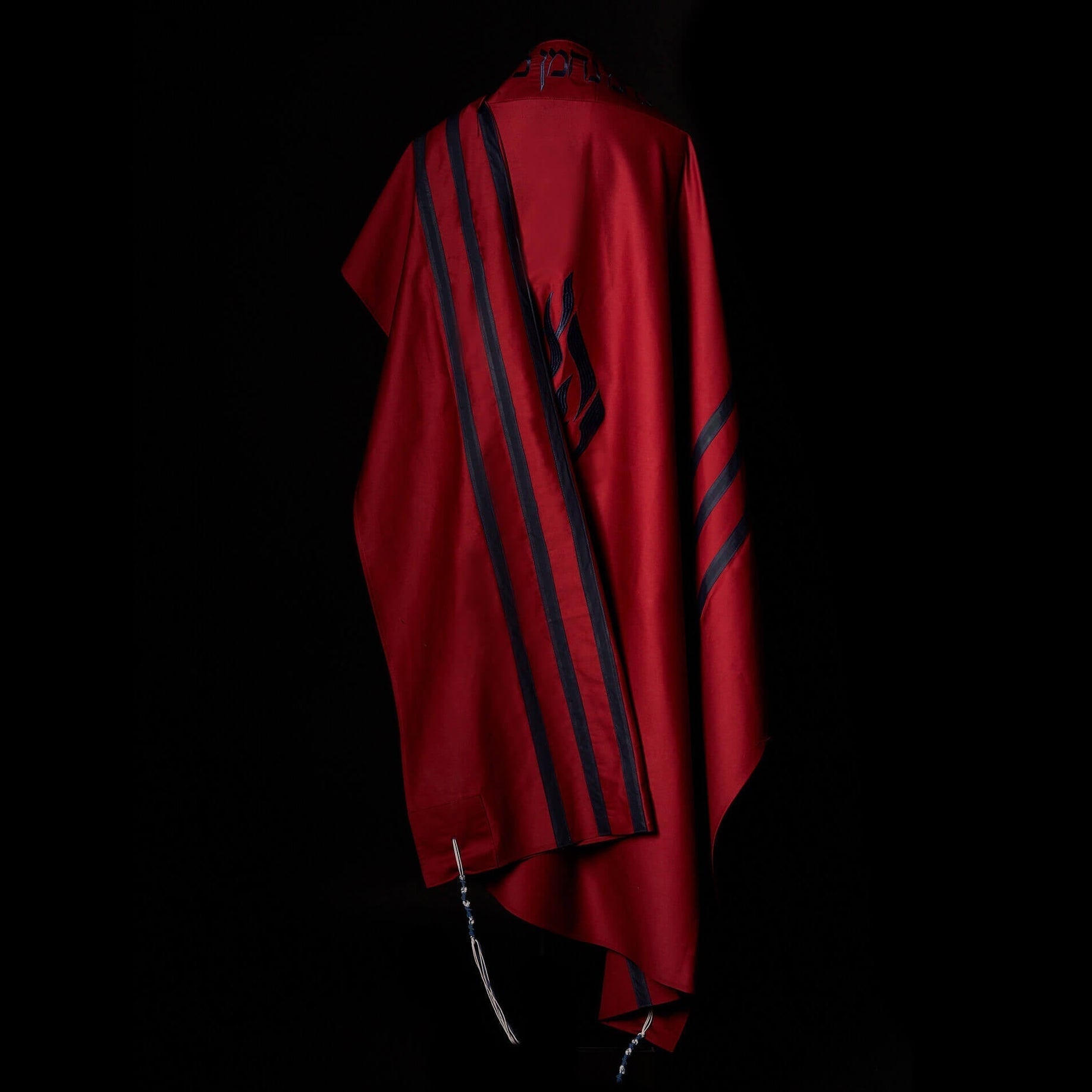 Nachman Tallit Bicolor Red Navy | Luxury Prayer Shawl