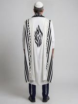 Nachman Tallit White Black | Luxury Prayer Shawl