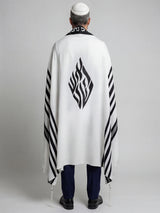 Nachman Tallit White Black | Luxury Prayer Shawl