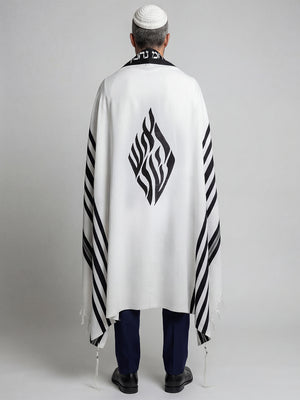 Nachman Tallit White Black | Luxury Prayer Shawl
