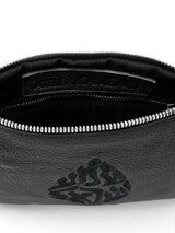 Shema Israel Leather Pouch Handbag Black Grained Israel