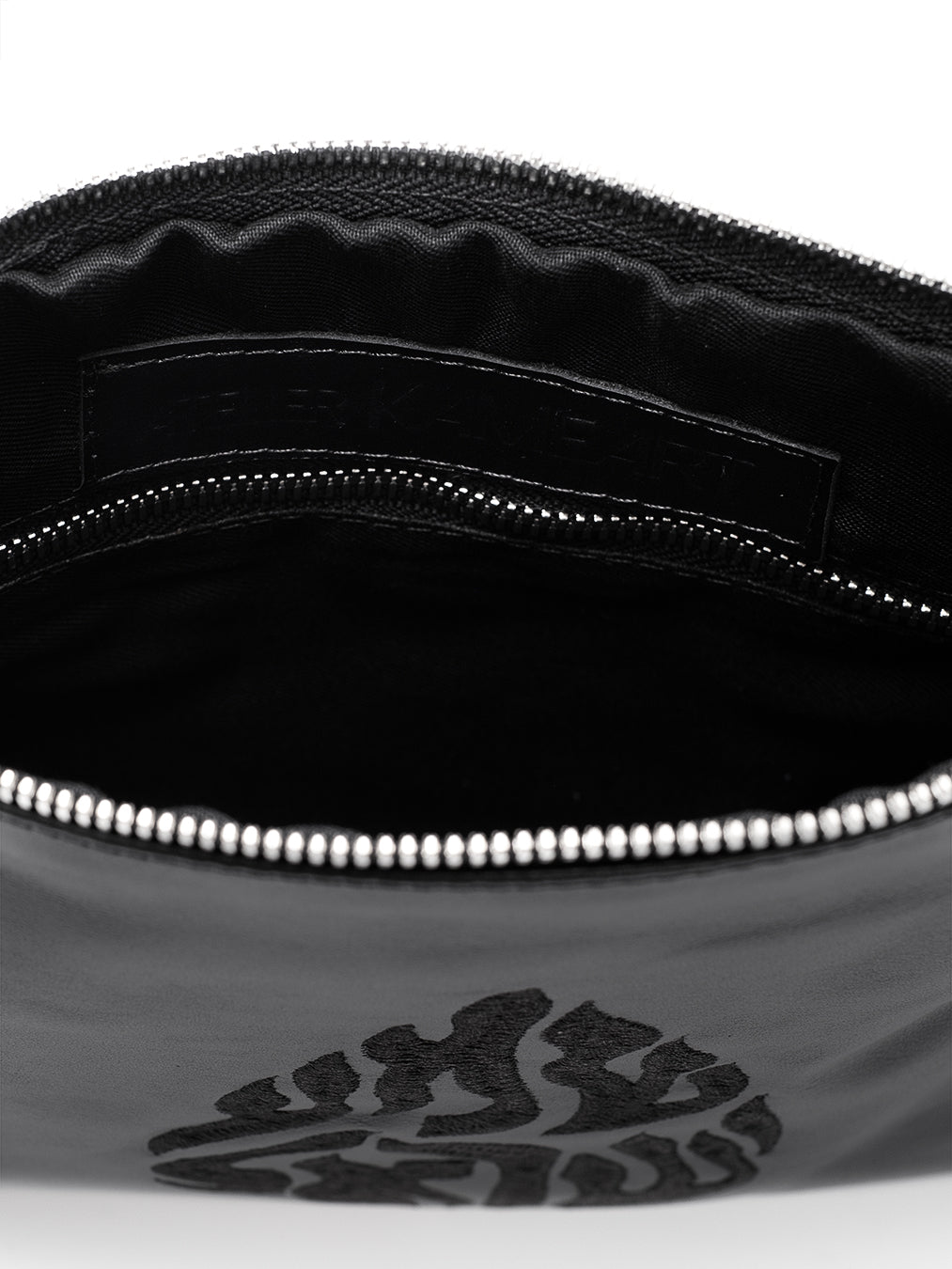 Shema Israel Leather Pouch Handbag Black Smooth Israel