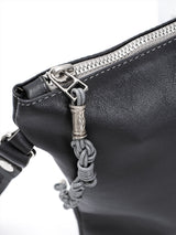 Shema Israel Leather Pouch Handbag Gray Smooth Israel