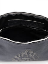 Shema Israel Leather Pouch Handbag Gray Smooth Israel