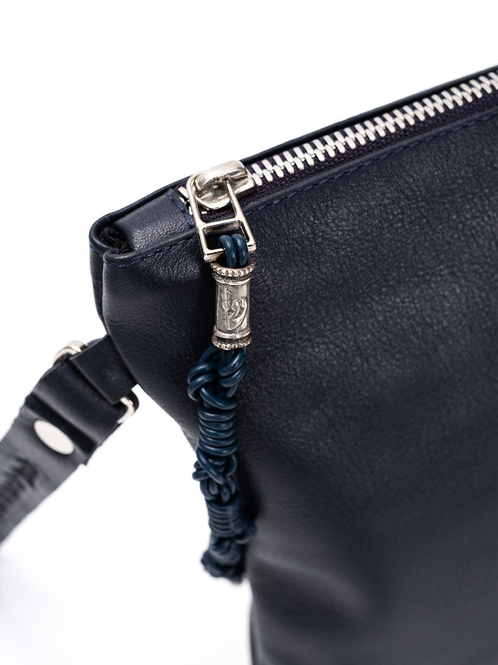 Shema Israel Leather Pouch Handbag Navy Smooth Israel