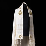 Shema Israel Prestige Tallit Green Gold | Luxury Prayer Shawl