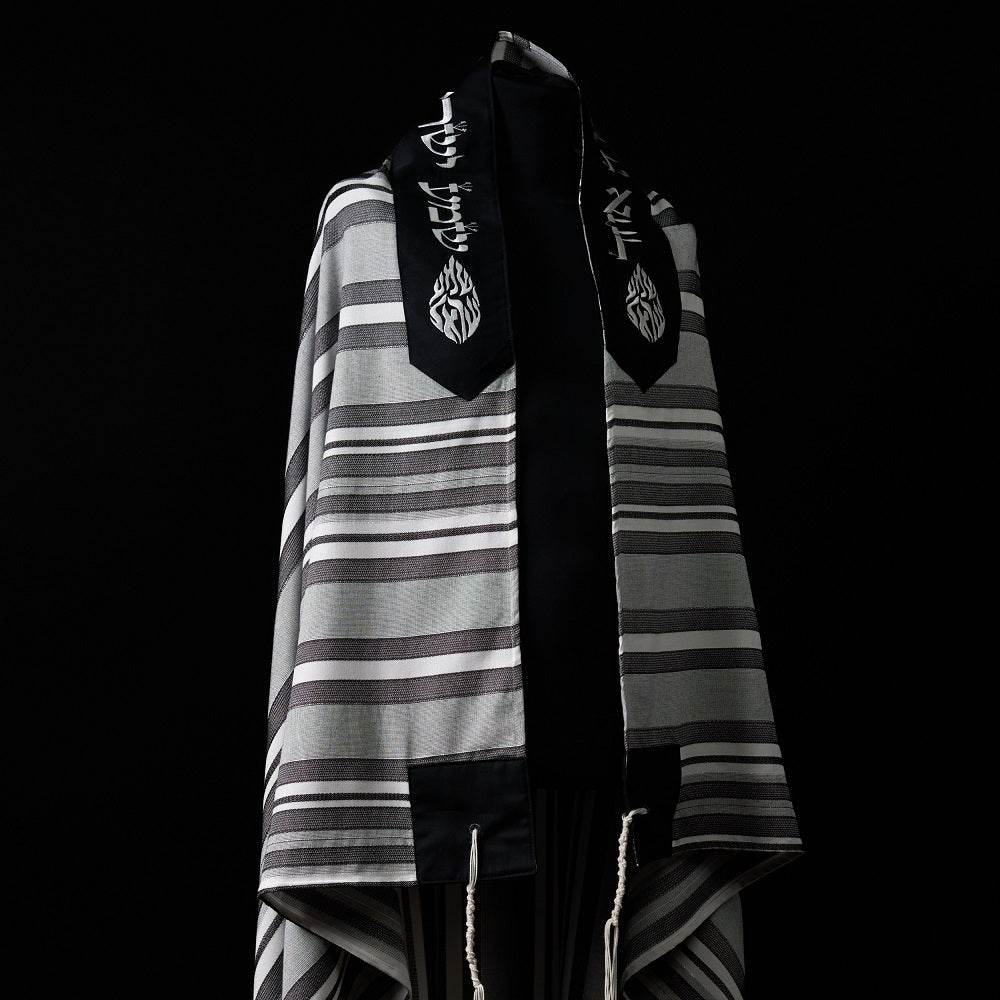 Shema Israel Tallit Black Gray | Luxury Prayer Shawl