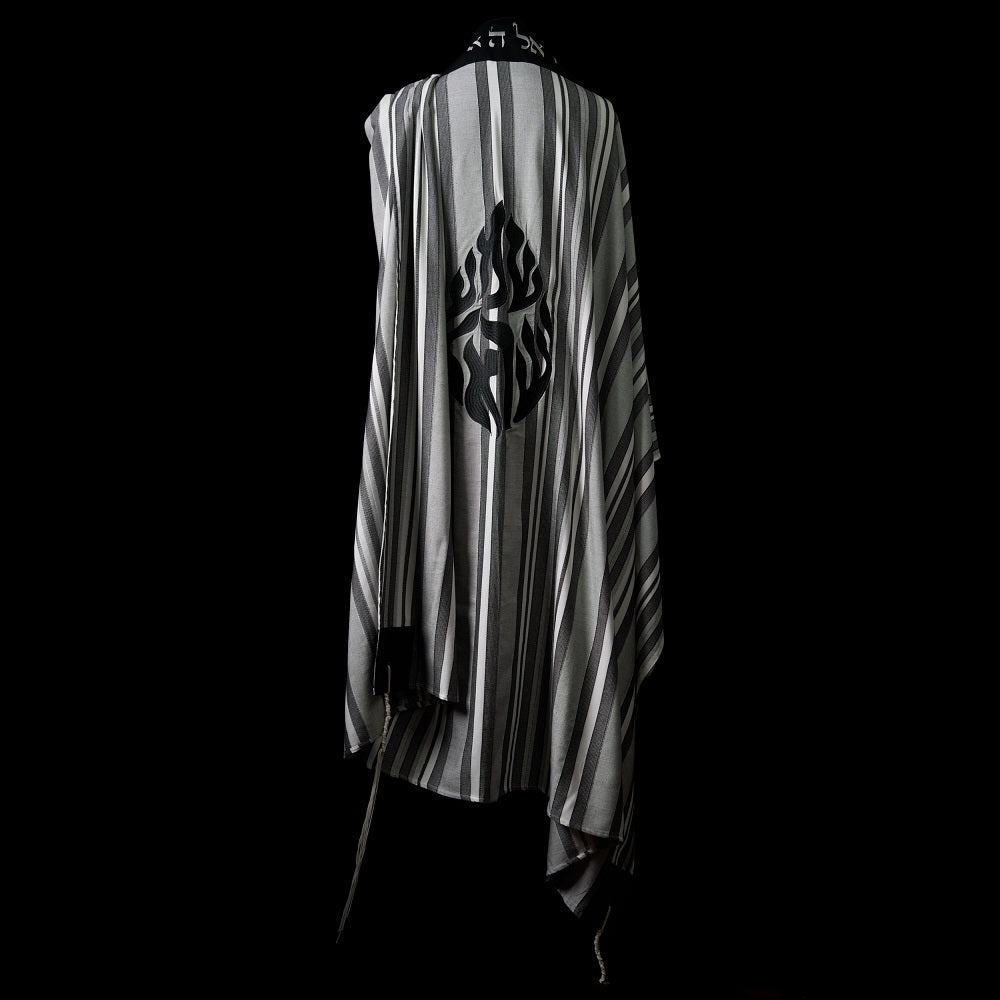 Shema Israel Tallit Black Gray | Luxury Prayer Shawl