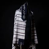 Shema Israel Tallit Blue Navy Stripes | Luxury Prayer Shawl