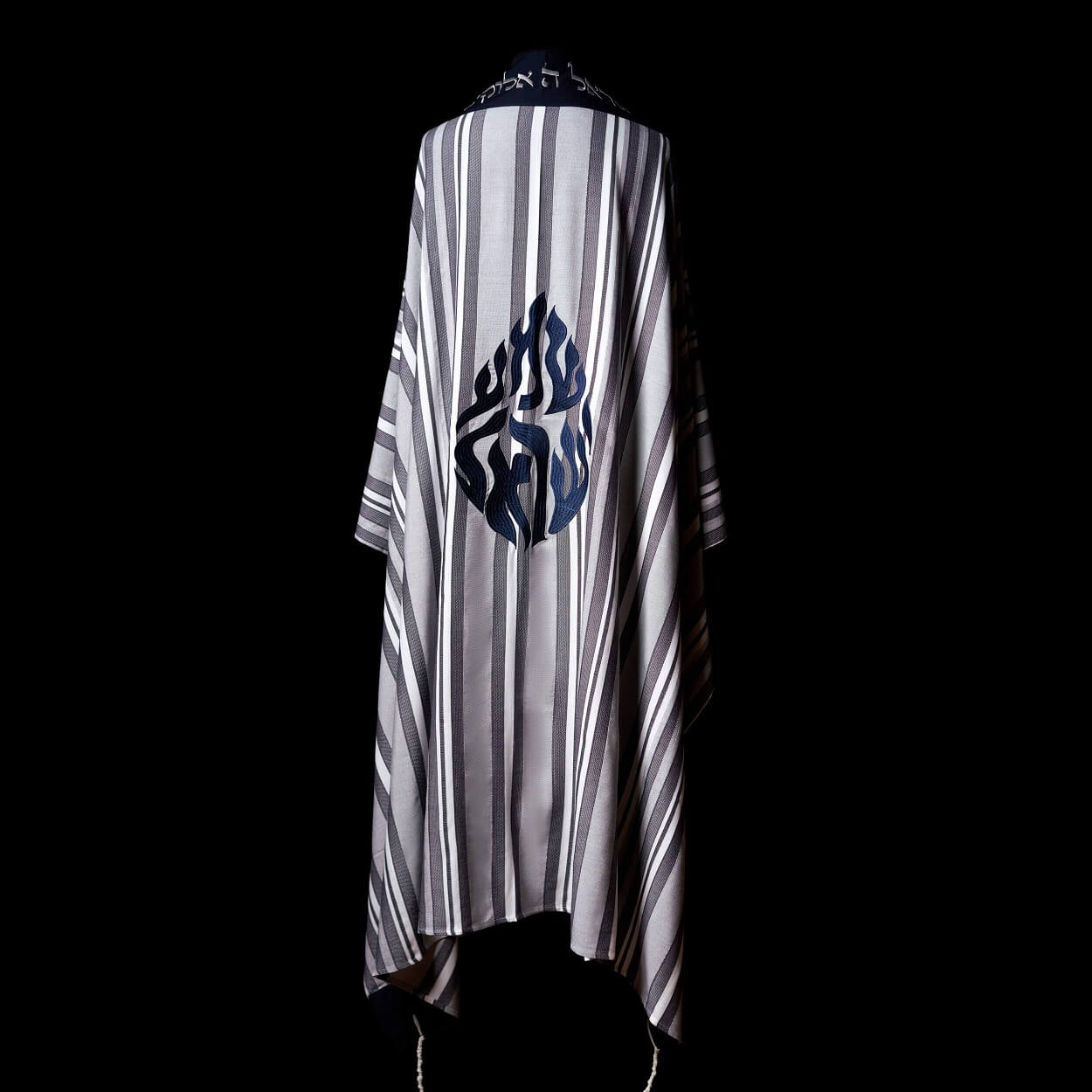 Shema Israel Tallit Blue Navy Stripes | Luxury Prayer Shawl