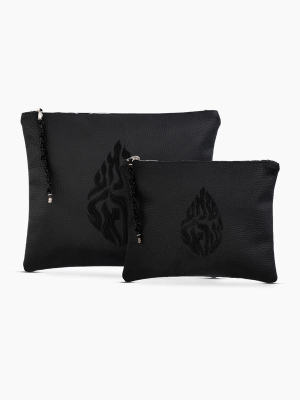 Shema Israel Tallit Tefilin Bag Set Black Leather