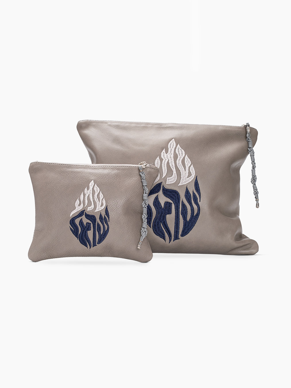 Shema Israel Tallit Tefilin Bag Set Gray Leather