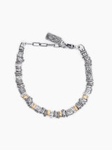 Silver bead chain Bracelet with Gold Luxury Judaica Ariel
