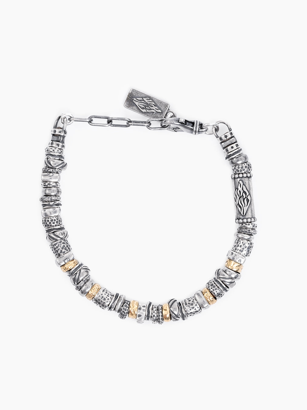 Silver bead chain Bracelet with Gold Luxury Judaica Ariel