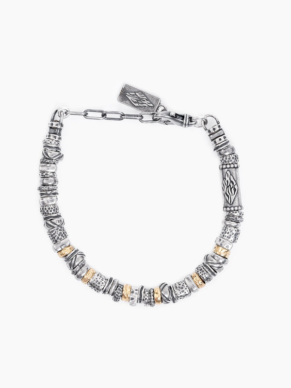 Silver bead chain Bracelet with Gold Luxury Judaica Ariel