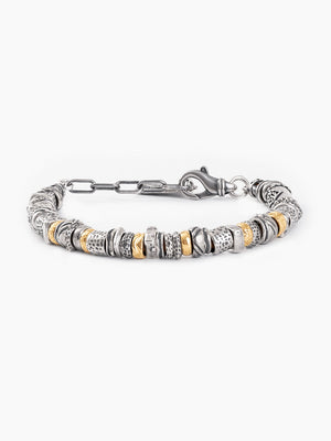 Silver bead chain Bracelet with Gold Luxury Judaica Ariel