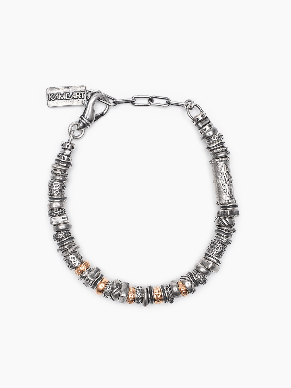 Silver Silver 925 Bead Chain Bracelet with Rose Gold Ariel Handmade