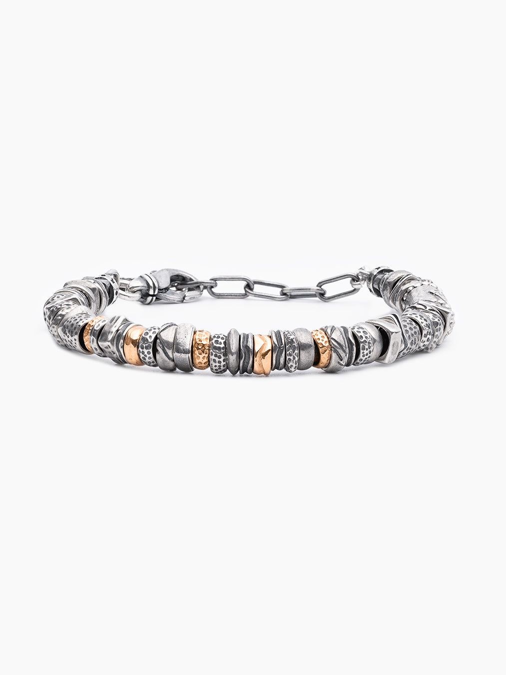 Silver Silver 925 Bead Chain Bracelet with Rose Gold Ariel Handmade