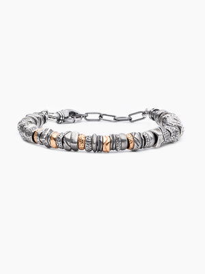 Silver Silver 925 Bead Chain Bracelet with Rose Gold Ariel Handmade