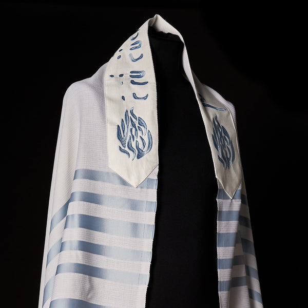 Tallit Petek White & Sky Blue Kameart
