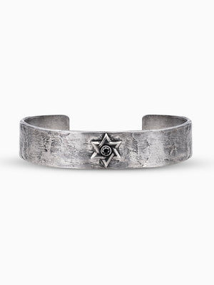 Star of David Bangle Bracelet Silver 925 Black Diamond Israel