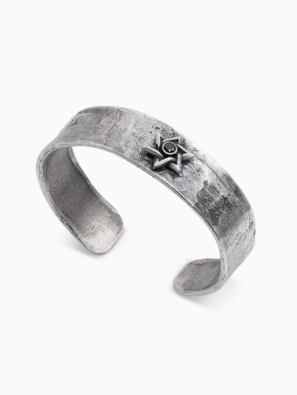 Star of David Bangle Bracelet Silver 925 Black Diamond Israel