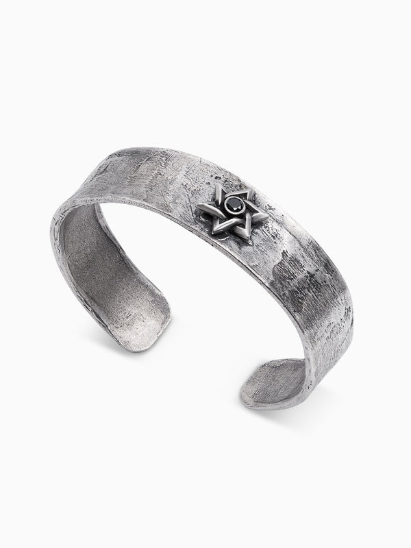 Star of David Bangle Bracelet Silver 925 Black Diamond Israel