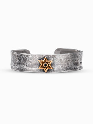 Star of David Bangle Bracelet Silver Gold Black Diamond