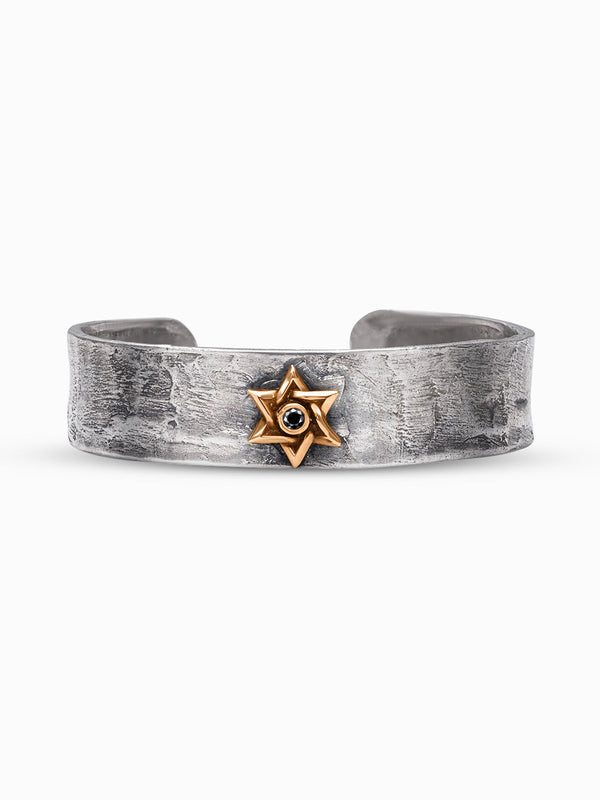 Star of David Bangle Bracelet Silver Gold Black Diamond