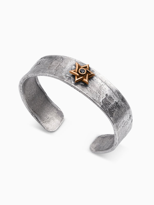 Star of David Bangle Bracelet Silver Gold Black Diamond