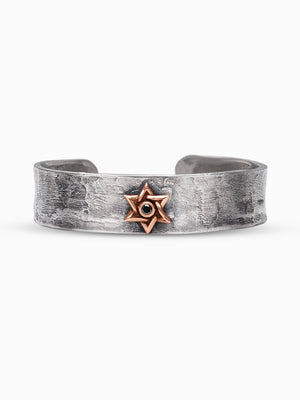 Star of David Bangle Bracelet Silver Rose Gold Black Diamond