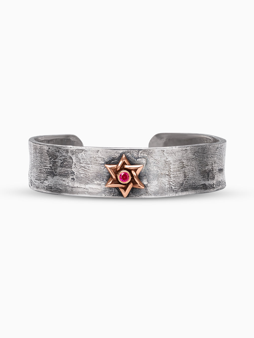 Star of David Bangle Bracelet Silver Rose Gold Ruby