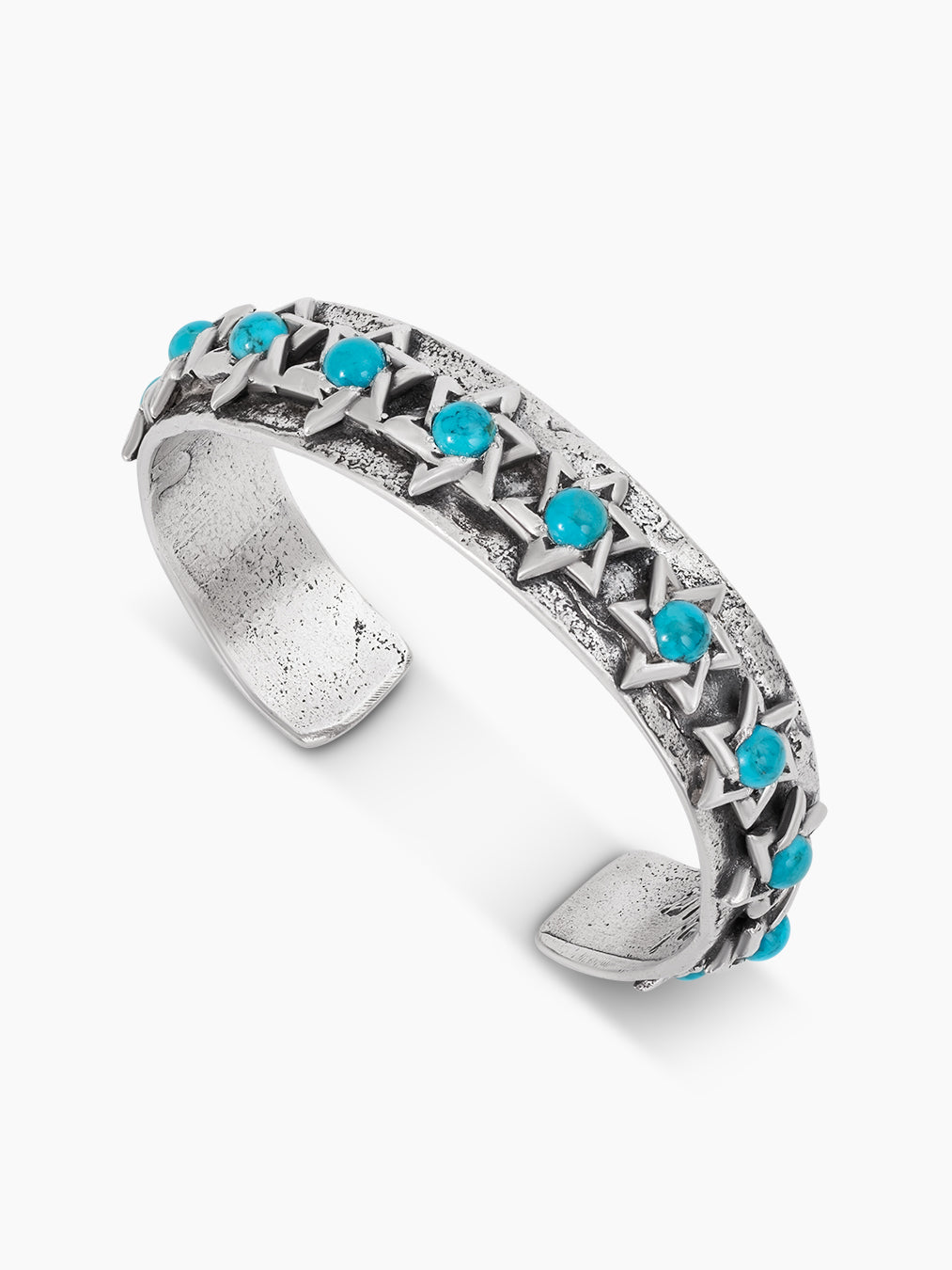 Star of David Cuff Bracelet Sterling Silver 925 Turquoise natural stones