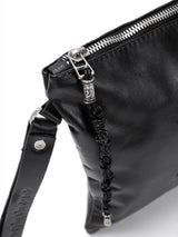 Star of David Leather Pouch Handbag Black Smooth Israel