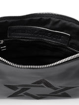 Star of David Leather Pouch Handbag Black Smooth Israel