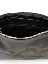 Star of David Leather Pouch Handbag Green Smooth Israel