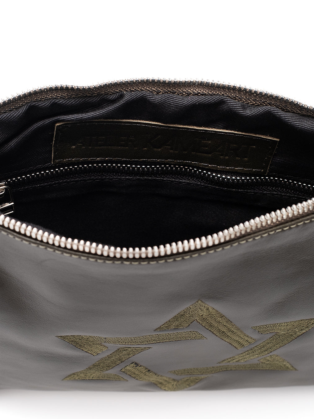 Star of David Leather Pouch Handbag Green Smooth Israel