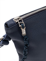 Star of David Leather Pouch Handbag Navy Grained Israel