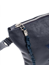 Star of David Leather Pouch Handbag Navy Smooth Israel