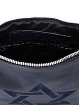 Star of David Leather Pouch Handbag Navy Smooth Israel
