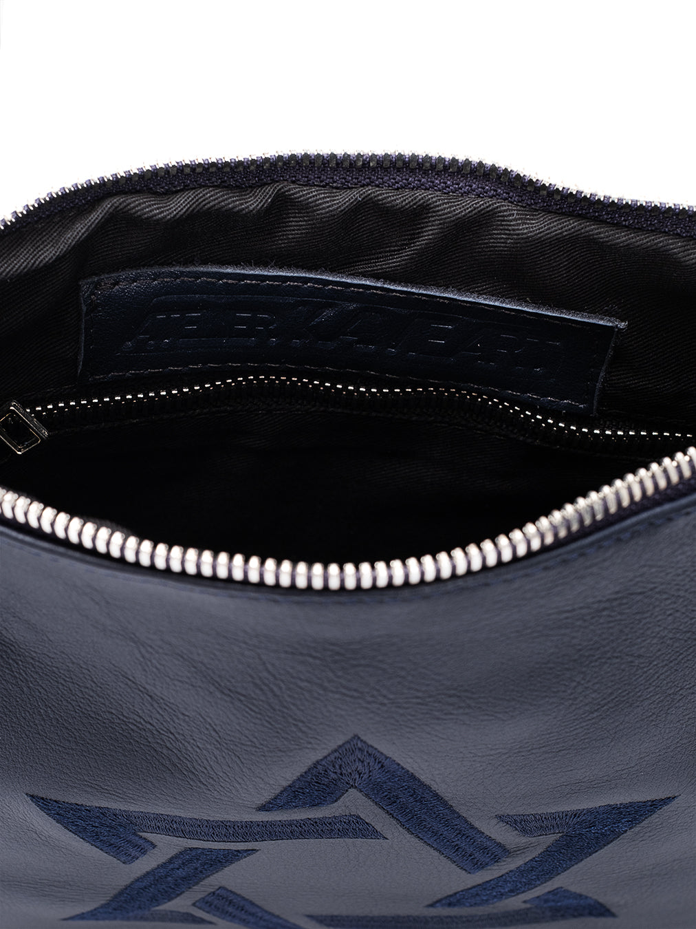 Star of David Leather Pouch Handbag Navy Smooth Israel
