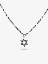 Star of David Necklace Ilai Black Diamond Sterling Silver 925 Kameart Detail View