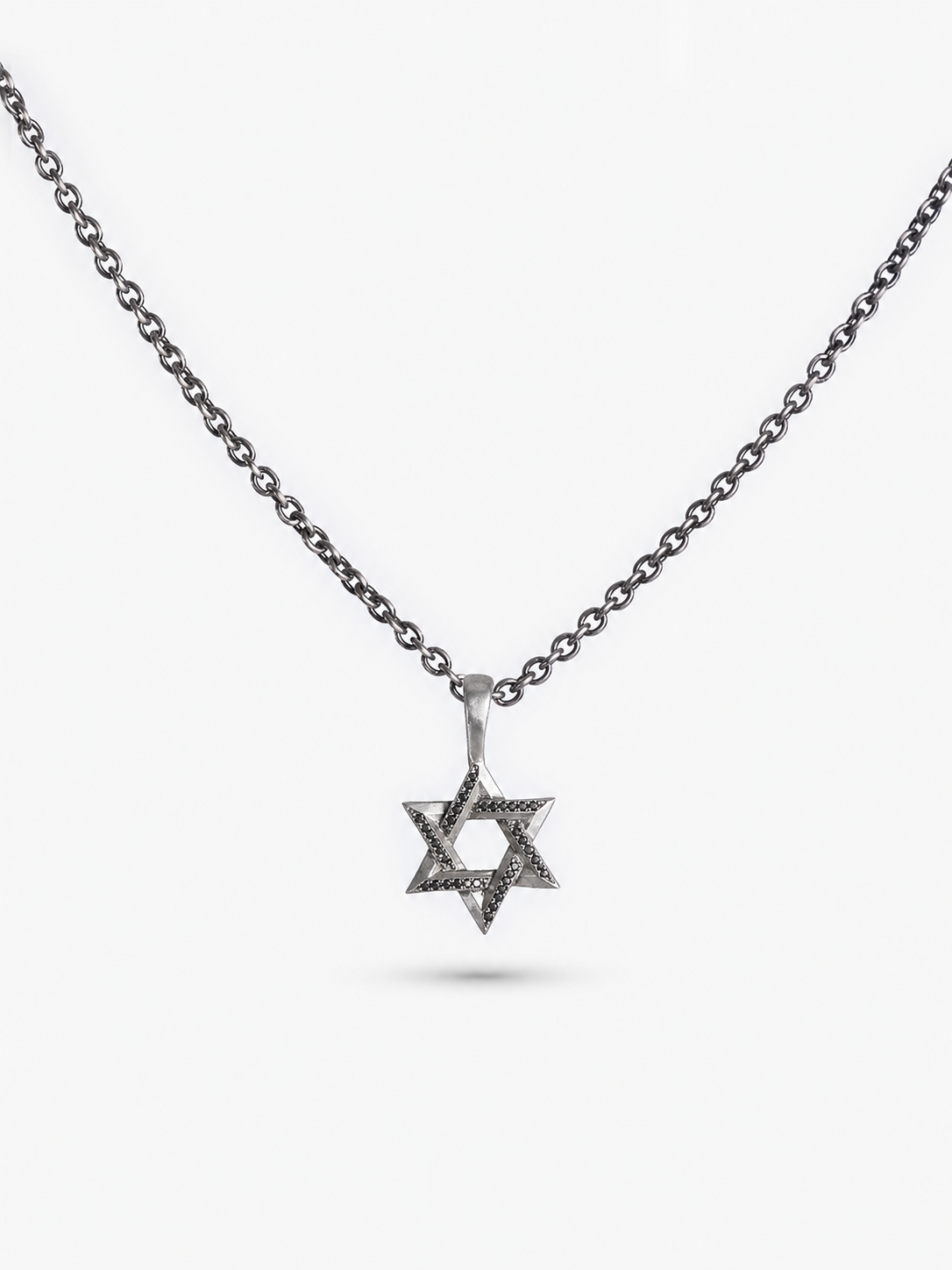 Star of David Necklace Ilai Black Diamond Sterling Silver 925 Kameart Detail View